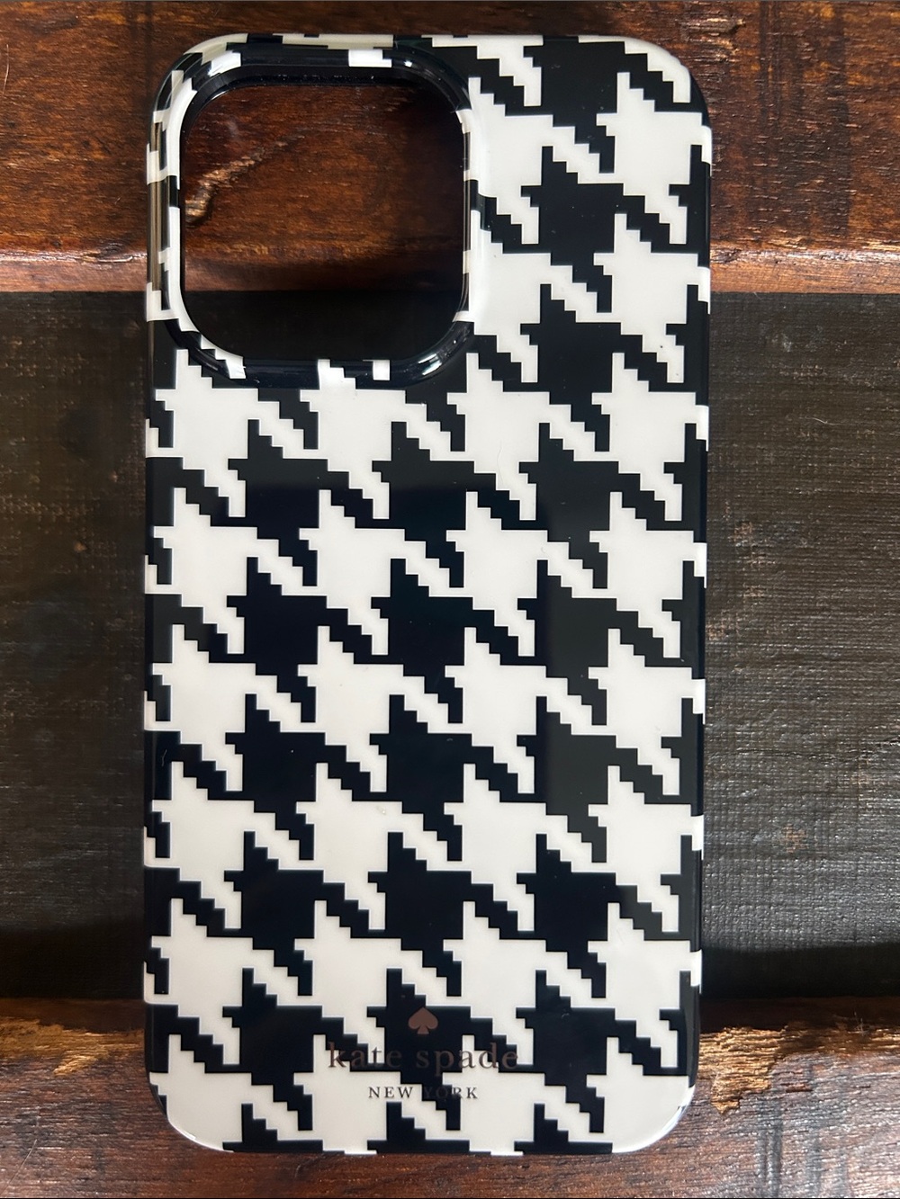 kate spade Black and White Pixel Houndstooth iPhone Case; iPhone 14 Pro